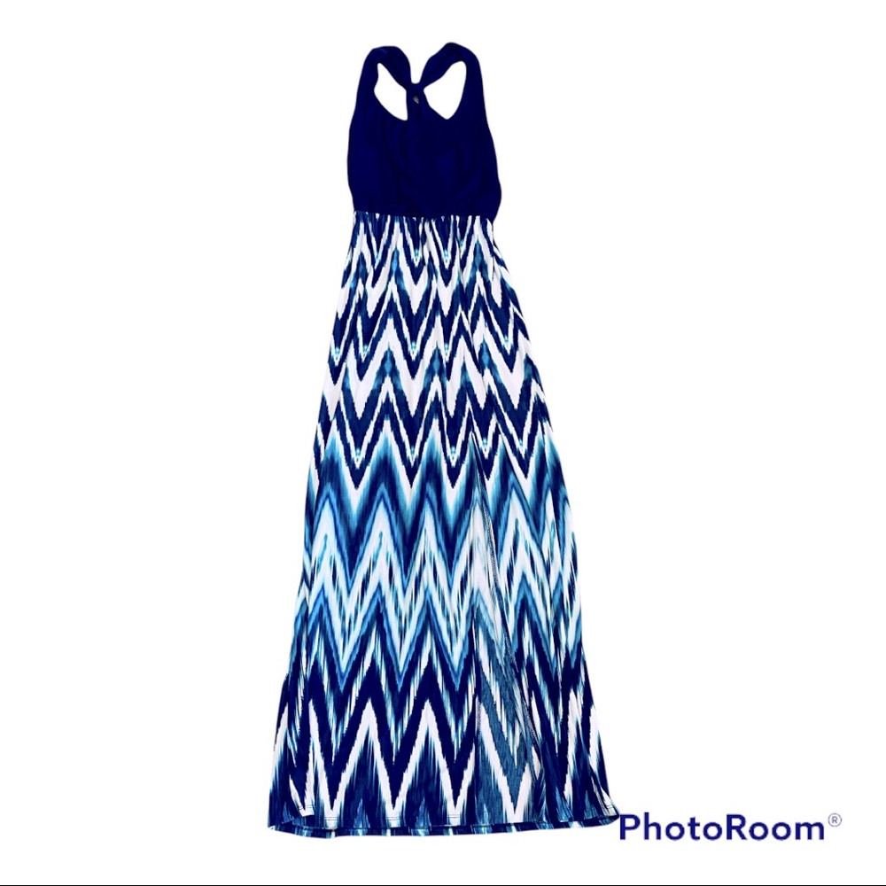 Trixxi Chevron Maxi Dress Blue Medium